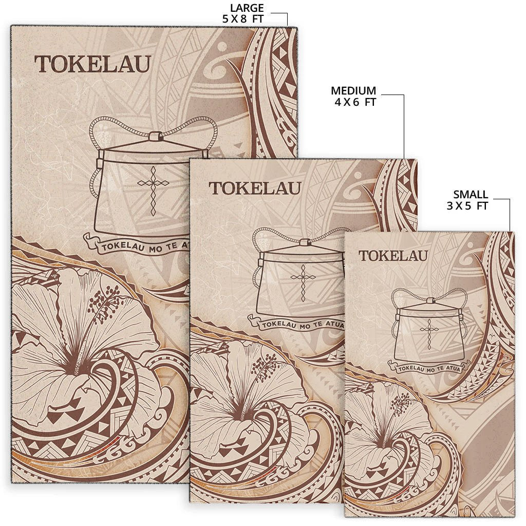 Tokelau Area Rug - Hibiscus Flowers Vintage Style - Polynesian Pride