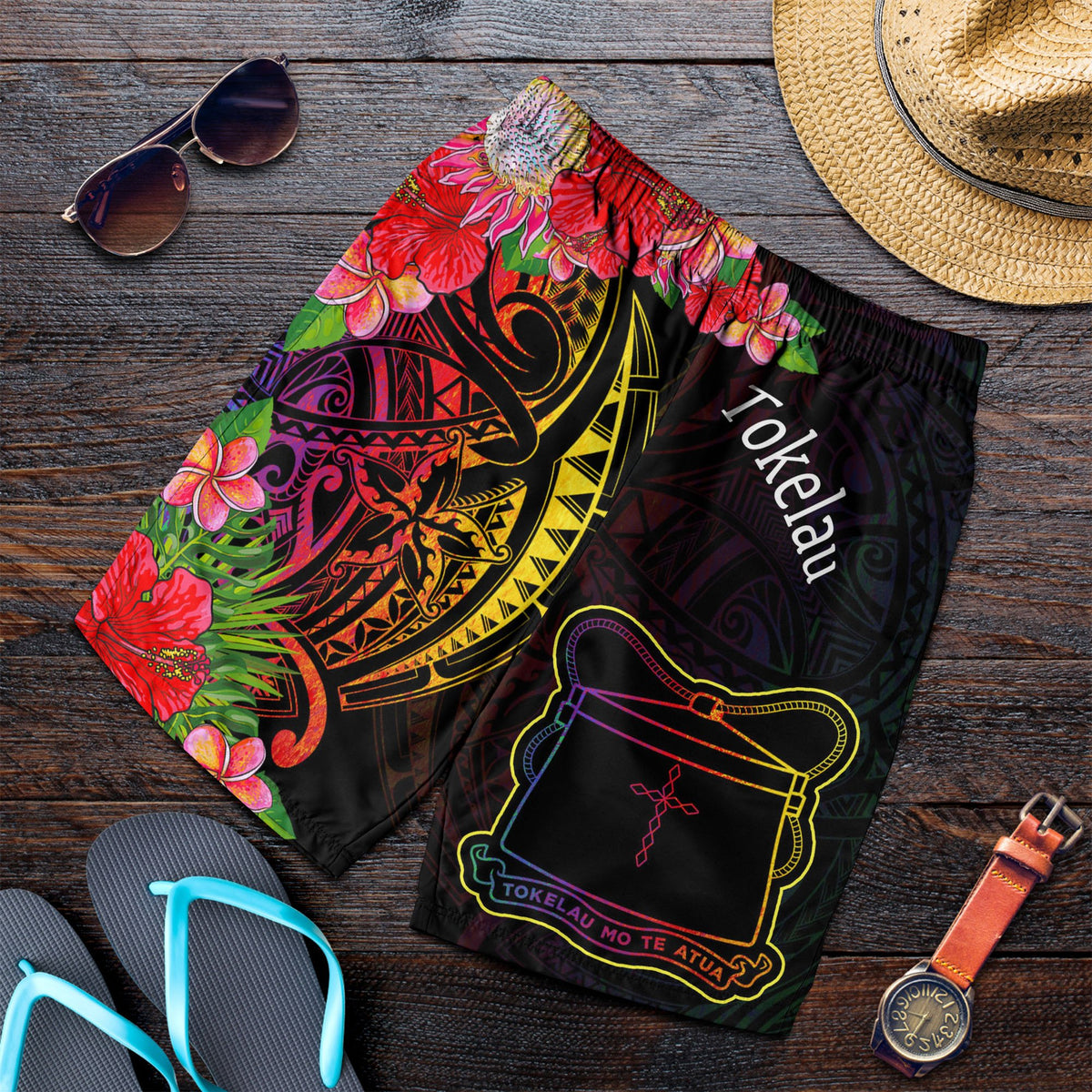 Tokelau Men's Shorts - Tropical Hippie Style - Polynesian Pride