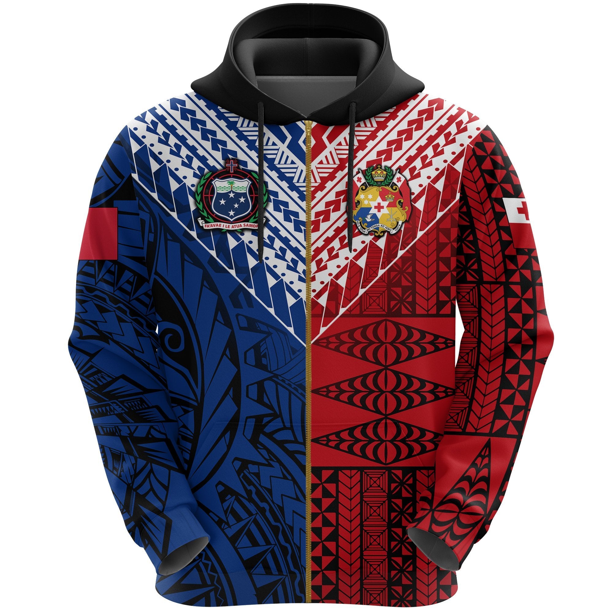 Tokouso Zip up Hoodie Tonga Samoa Together Red - Polynesian Pride