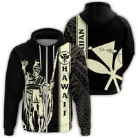 Kanaka Map King Beige Zipper Hoodie Edgar Style Unisex Beige - Polynesian Pride