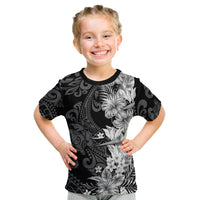 Hawaii Flowers Mix Tribal Pattern T Shirt KID LT6 White - Polynesian Pride