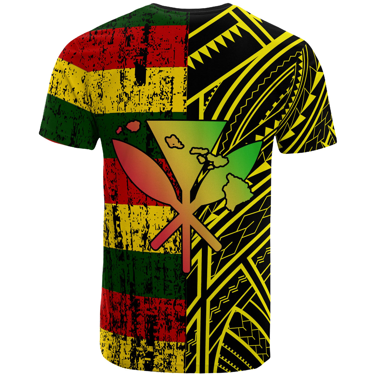Hawaii Kanaka Flag Polynesian T Shirt Bright Style - Polynesian Pride