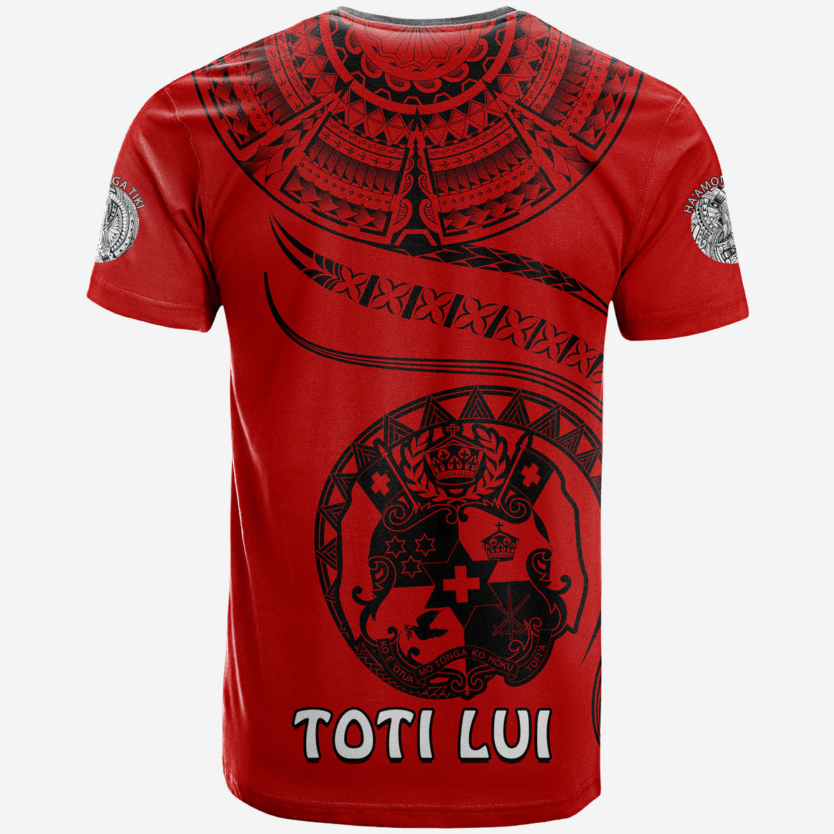 (TOKO ofA TOTI LUI) Tonga Polynesian T Shirt Tonga Waves Mix Logo Red Black LT13 - Polynesian Pride