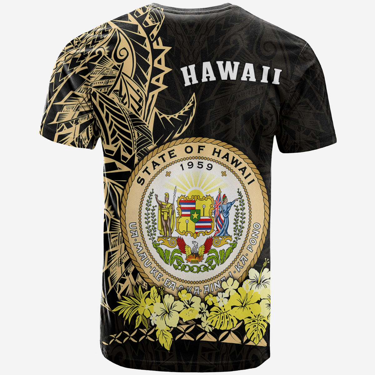 Hawaiian Polynesian T Shirt Gold Seal of Hawaii LT13 - Polynesian Pride