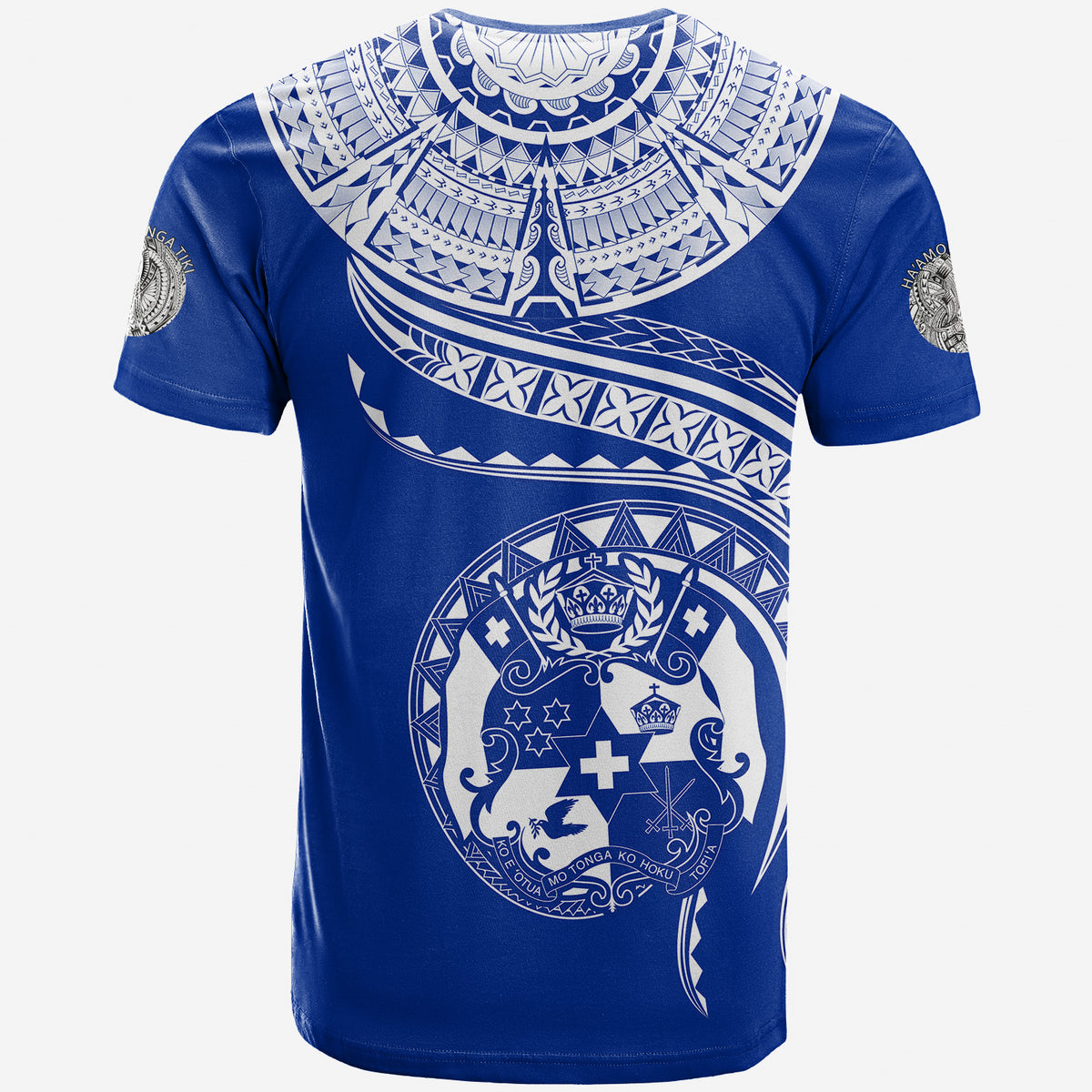 (TOKO ofA) Tonga Polynesian T Shirt Tonga Waves Mix Logo Blue White LT13 - Polynesian Pride