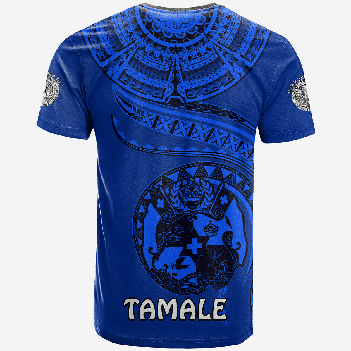 (TOKO ofA TAMALE) Tonga Polynesian T Shirt Tonga Waves Mix Logo Blue Black LT13 - Polynesian Pride