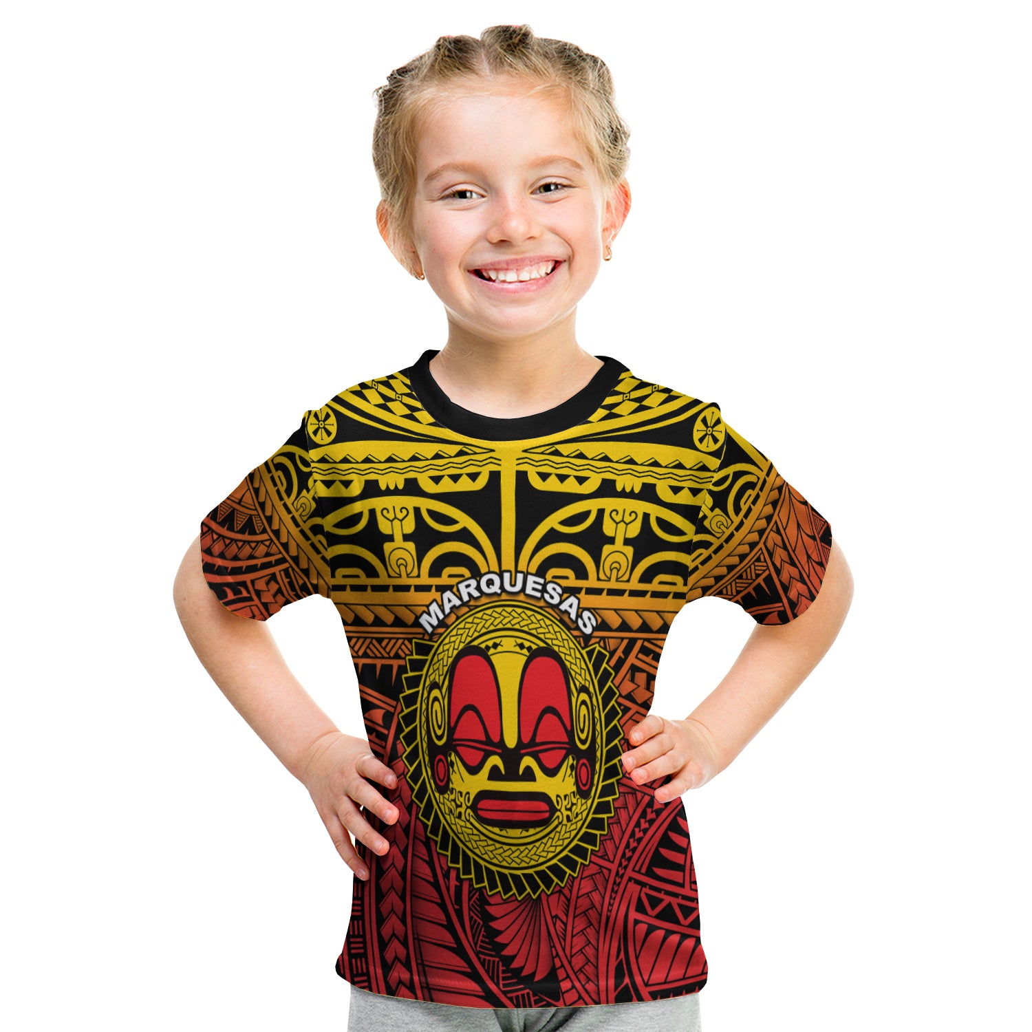 Marquesas Islands T Shirt Kid Mata Tiki Polynesian Pattern LT13 - Polynesian Pride