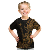 (Custom Personalised) Hawaii Polynesian T Shirt Kid Ukulele Gold LT13 - Polynesian Pride