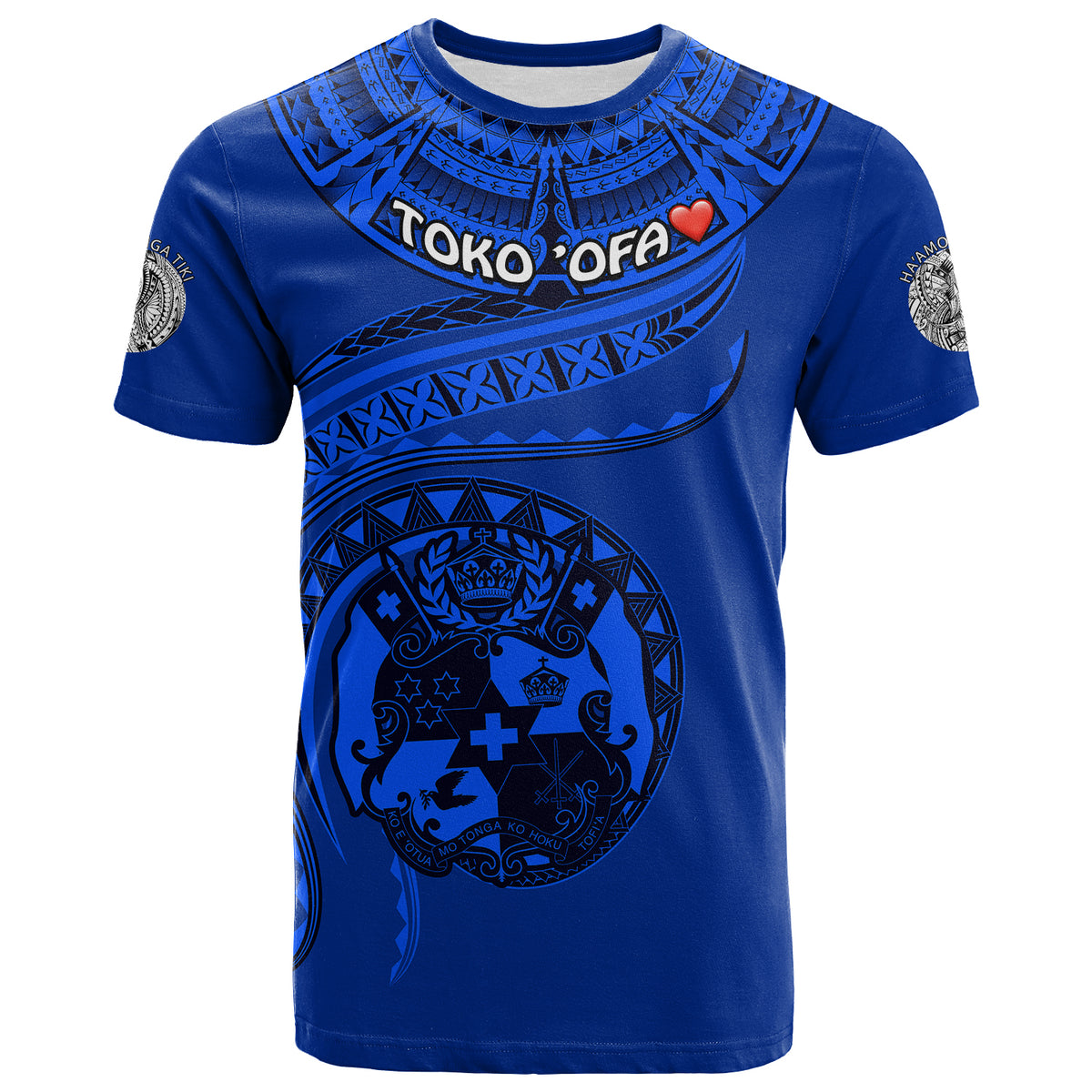 (TOKO ofA TAMALE) Tonga Polynesian T Shirt Tonga Waves Mix Logo Blue Black LT13 Unisex Blue - Polynesian Pride