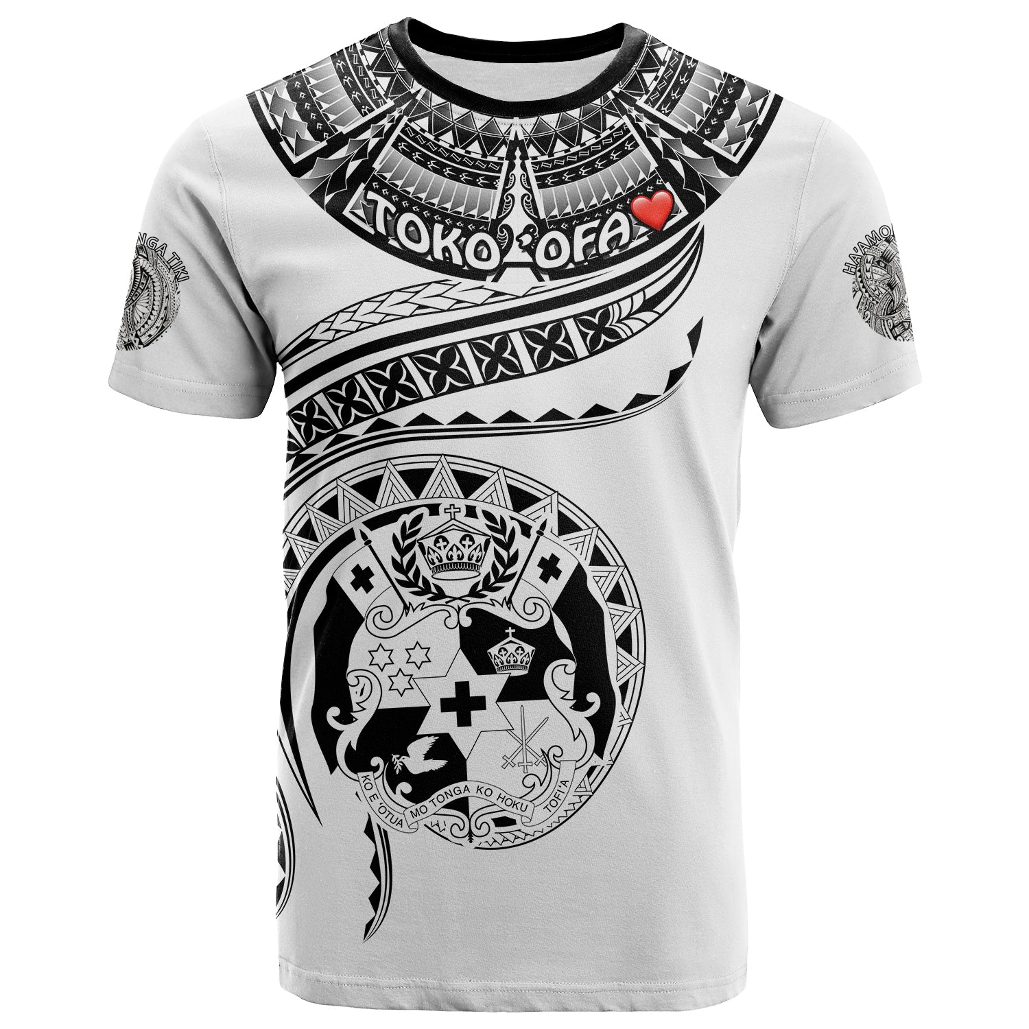 (TOKO ofA) Tonga Polynesian T Shirt Tonga Waves Mix Logo White LT13 Unisex White - Polynesian Pride