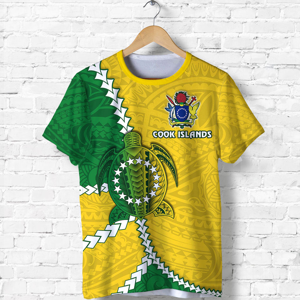 Custom Cook Islands Rugby T Shirt Polynesian Turtle Custom Text and Number LT13 - Polynesian Pride