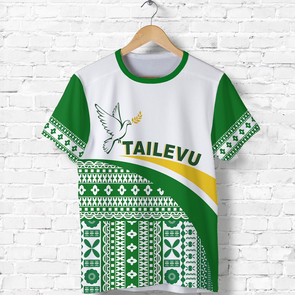 (Custom Text and Number) Tailevu Rugby T Shirt Fiji Rugby Tapa Pattern White LT13 - Polynesian Pride