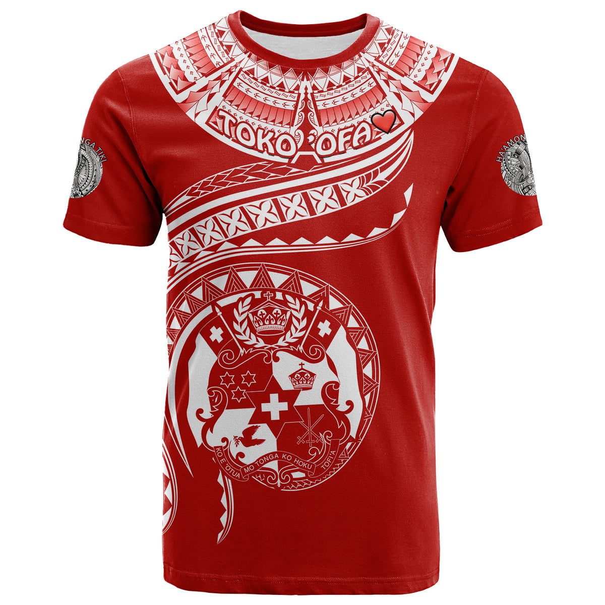 (TOKO ofA) Tonga Polynesian T Shirt Tonga Waves Mix Logo Red White LT13 Unisex Red - Polynesian Pride