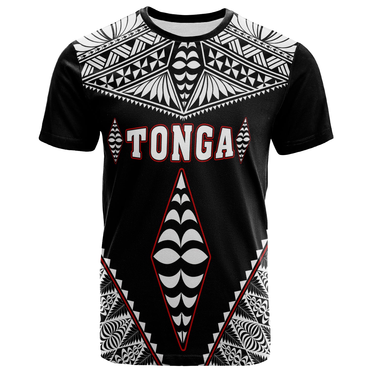 Tonga T Shirt Tongan Kupesi Pattern LT13 Unisex Black - Polynesian Pride