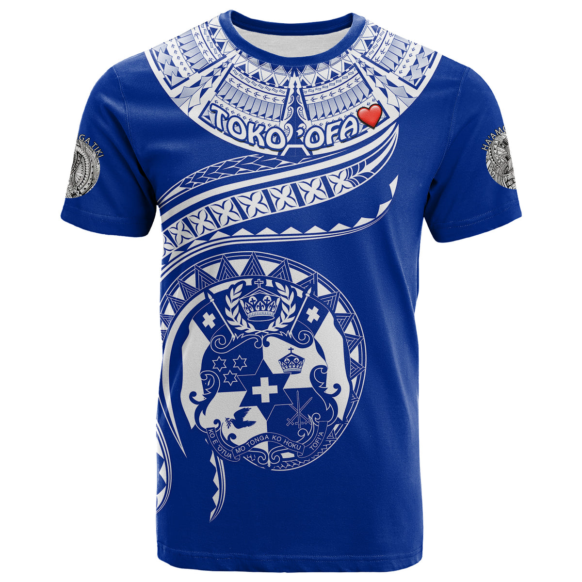 (TOKO ofA) Tonga Polynesian T Shirt Tonga Waves Mix Logo Blue White LT13 Unisex Blue - Polynesian Pride