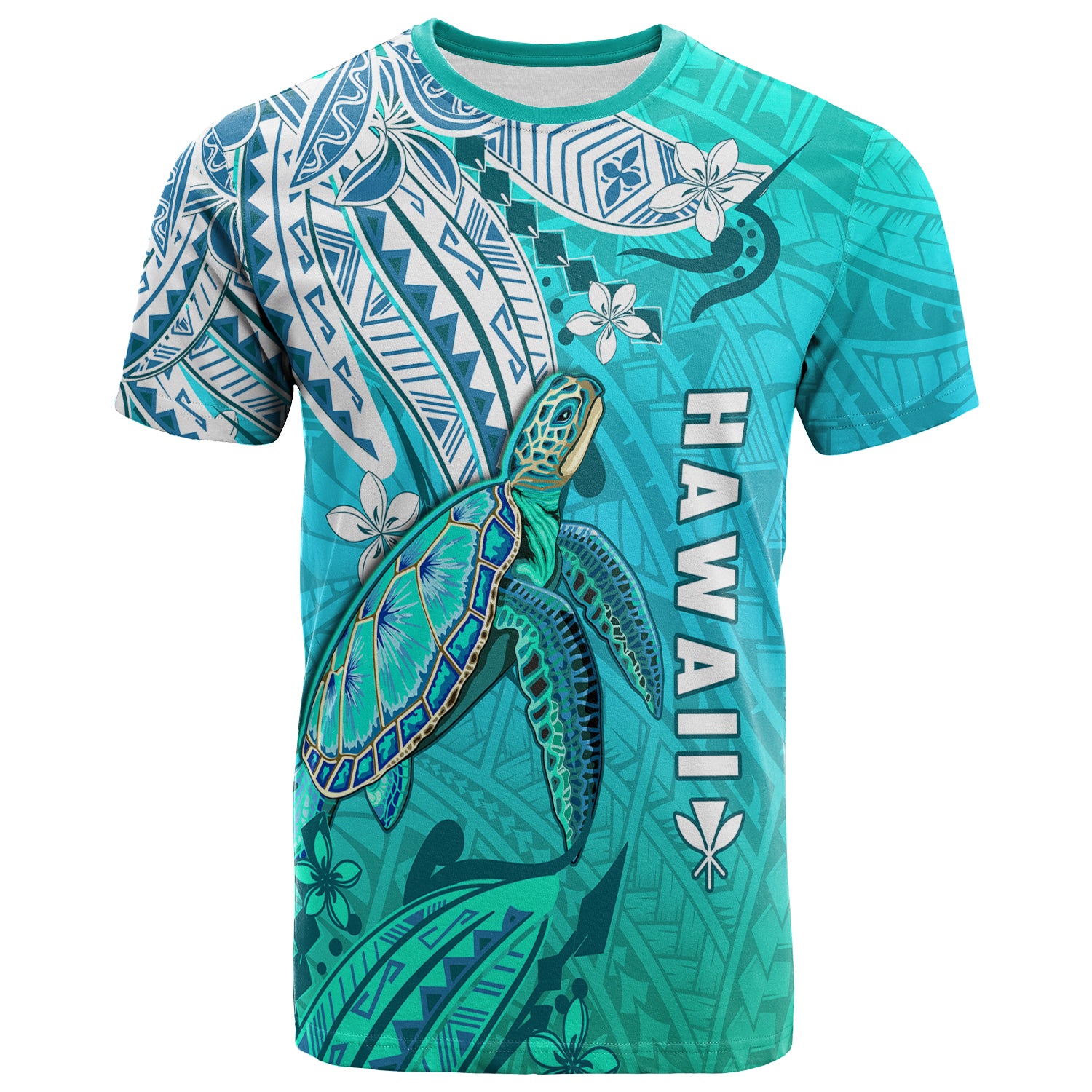 Hawaiian Islands T Shirt Turtle Mix Hawaii Polynesian LT13 Unisex Blue - Polynesian Pride