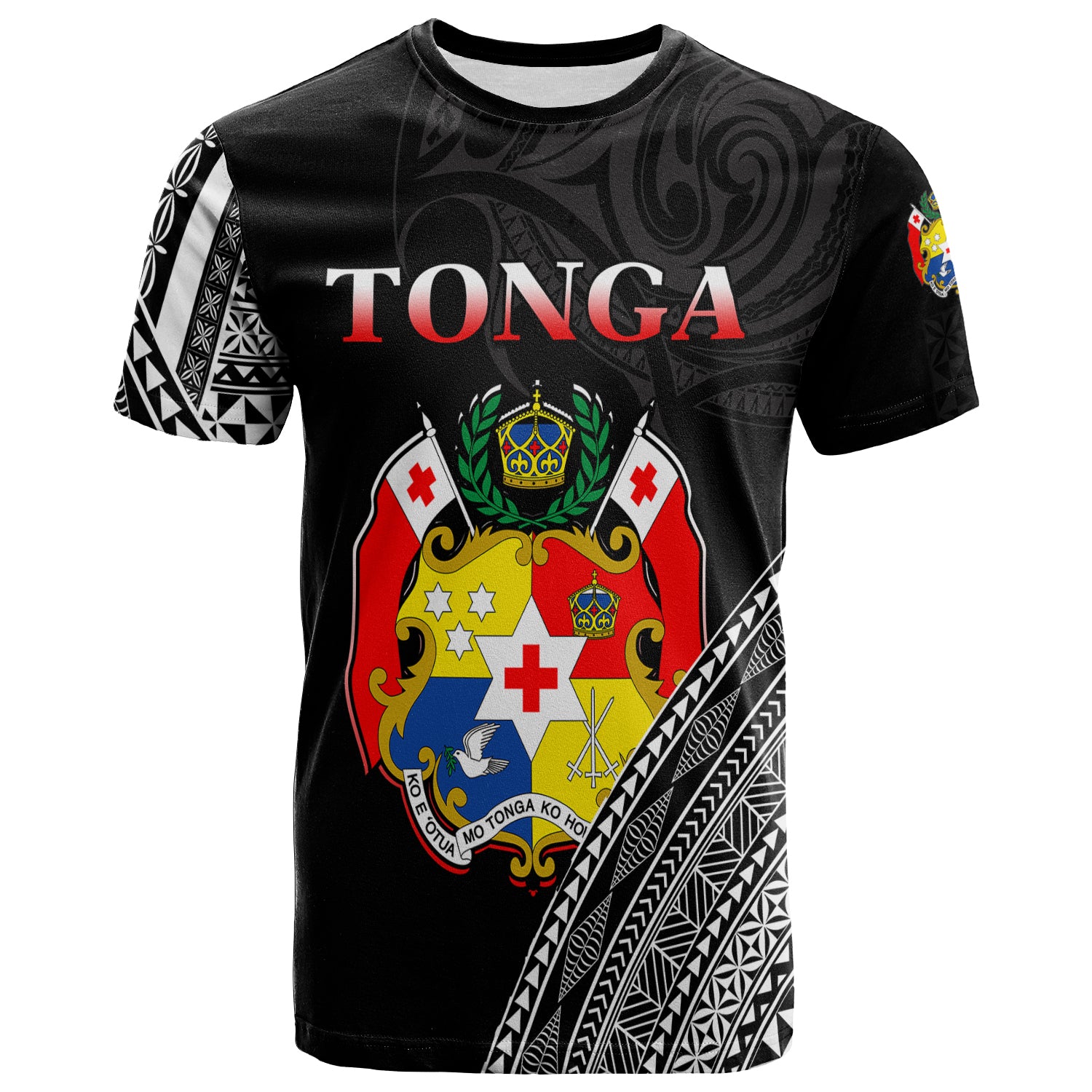 Tonga T Shirt Tongan Pattern Blithesome Version Black LT13 Unisex Black - Polynesian Pride