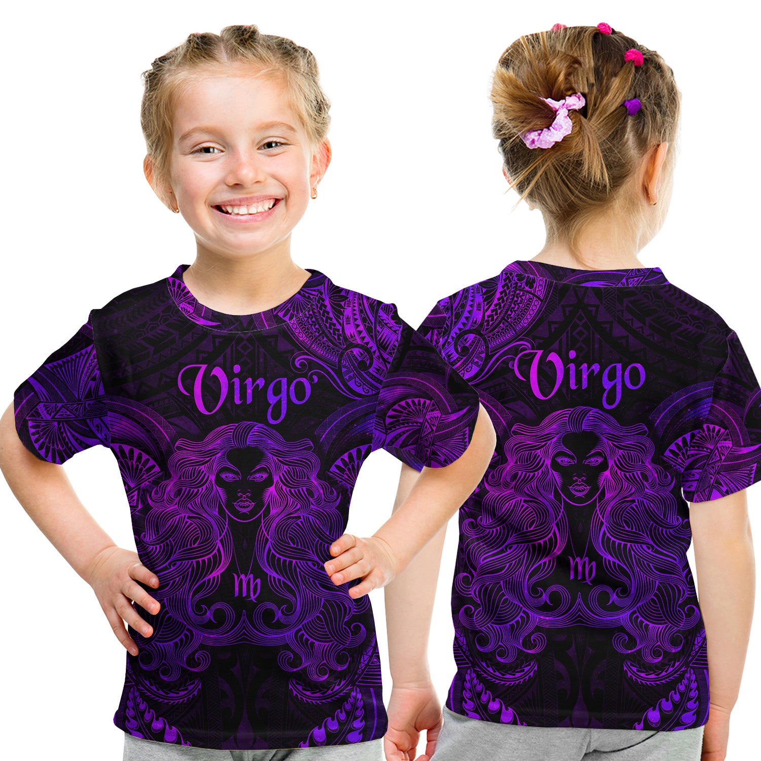 Virgo Zodiac Polynesian T Shirt Kid Unique Style - Purple LT8 - Polynesian Pride