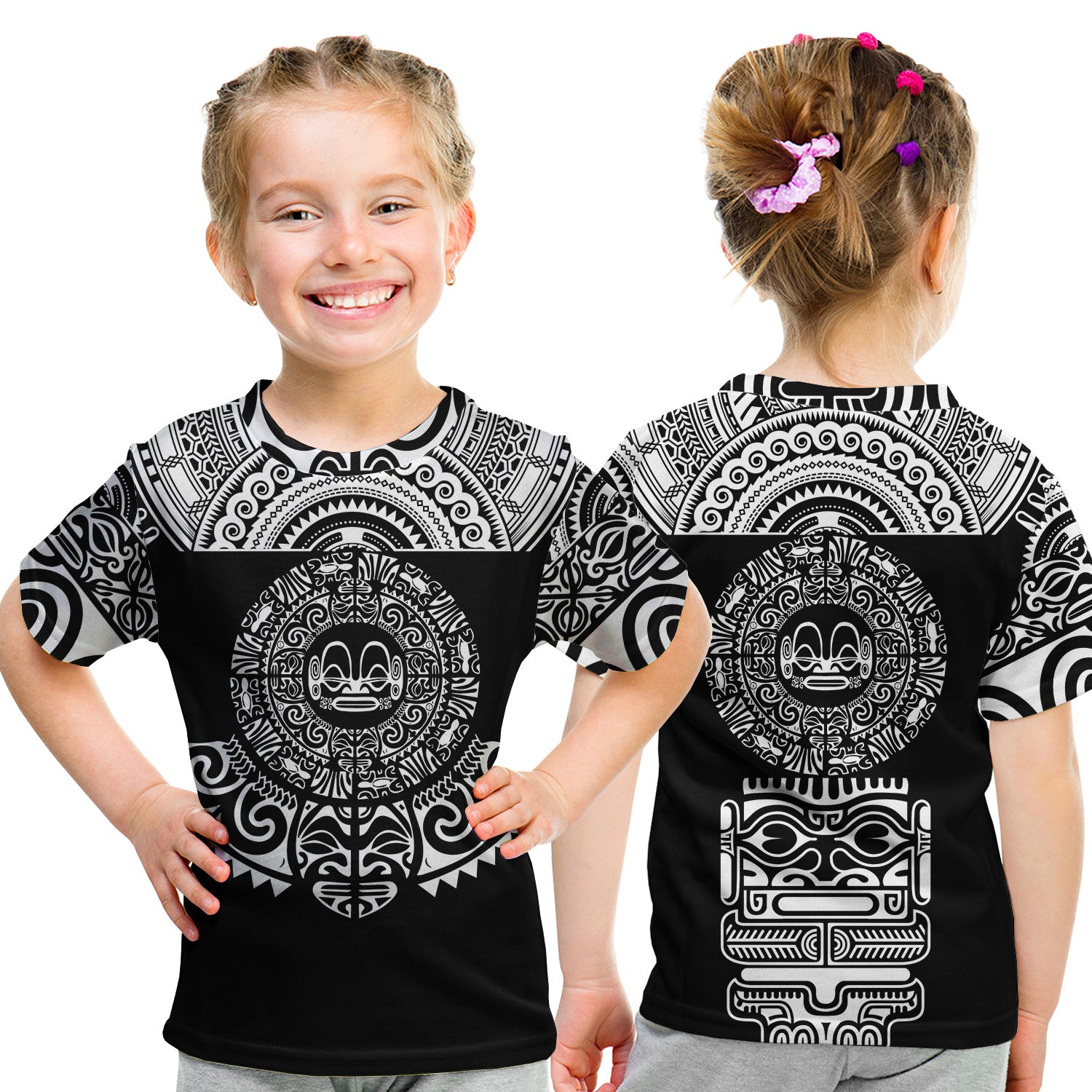 Marquesas Islands T Shirt Kid Marquesan Tattoo Simplified Version - Black LT8 - Polynesian Pride