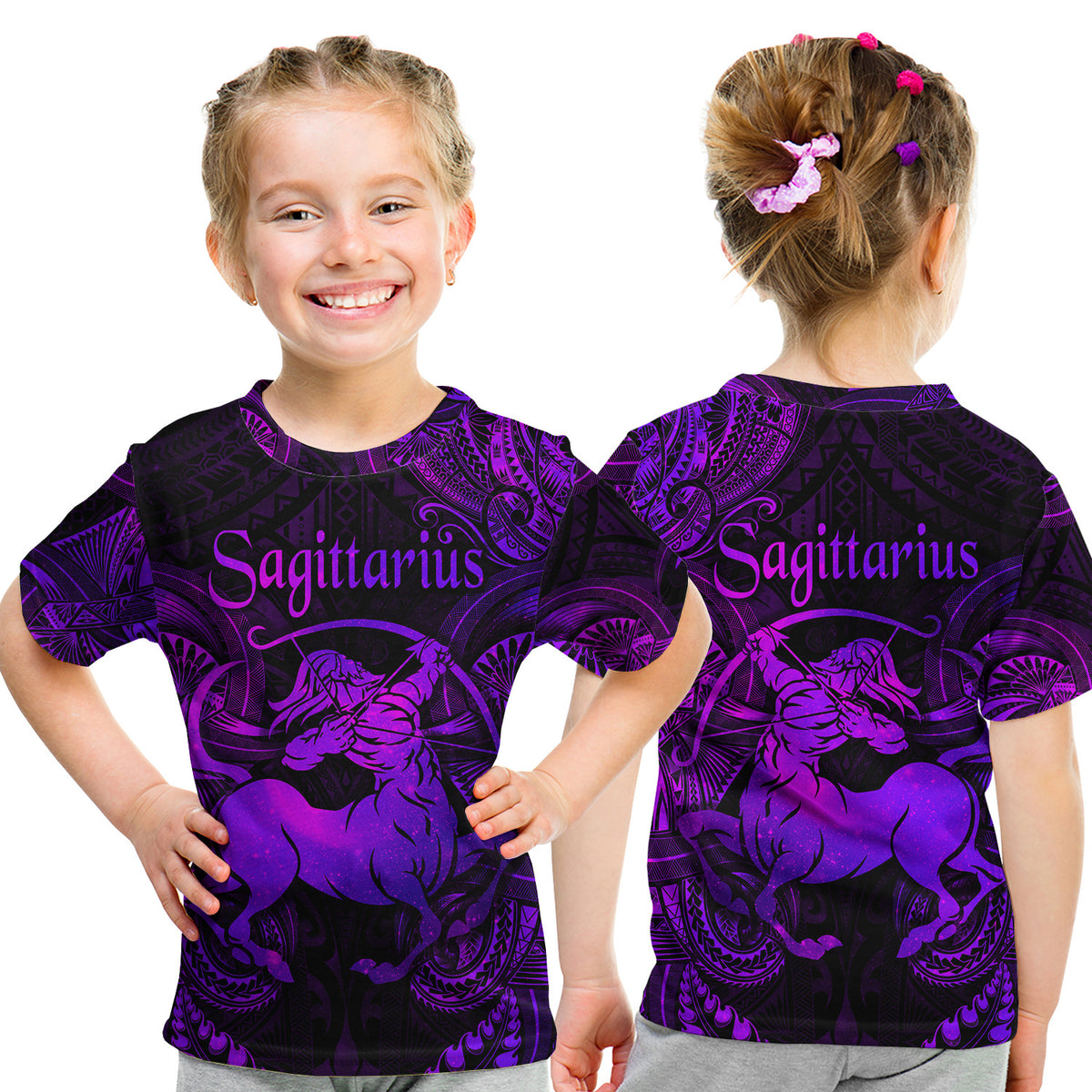 Sagittarius Zodiac Polynesian T Shirt Kid Unique Style - Purple LT8 - Polynesian Pride