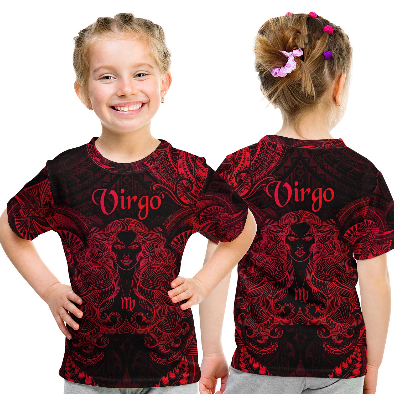 Virgo Zodiac Polynesian T Shirt Kid Unique Style - Red LT8 - Polynesian Pride