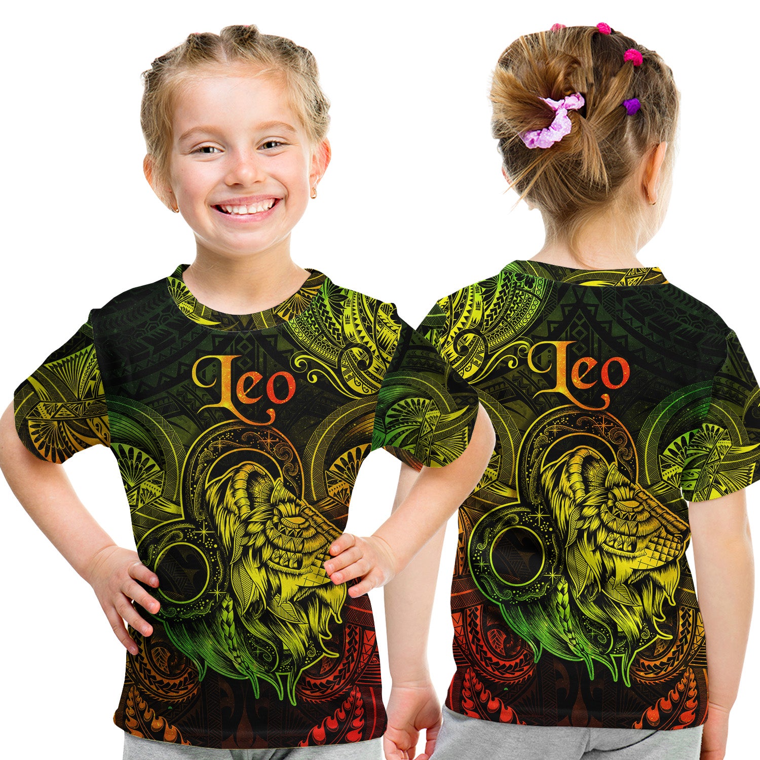Leo Zodiac Polynesian T Shirt Kid Unique Style - Reggae LT8 - Polynesian Pride