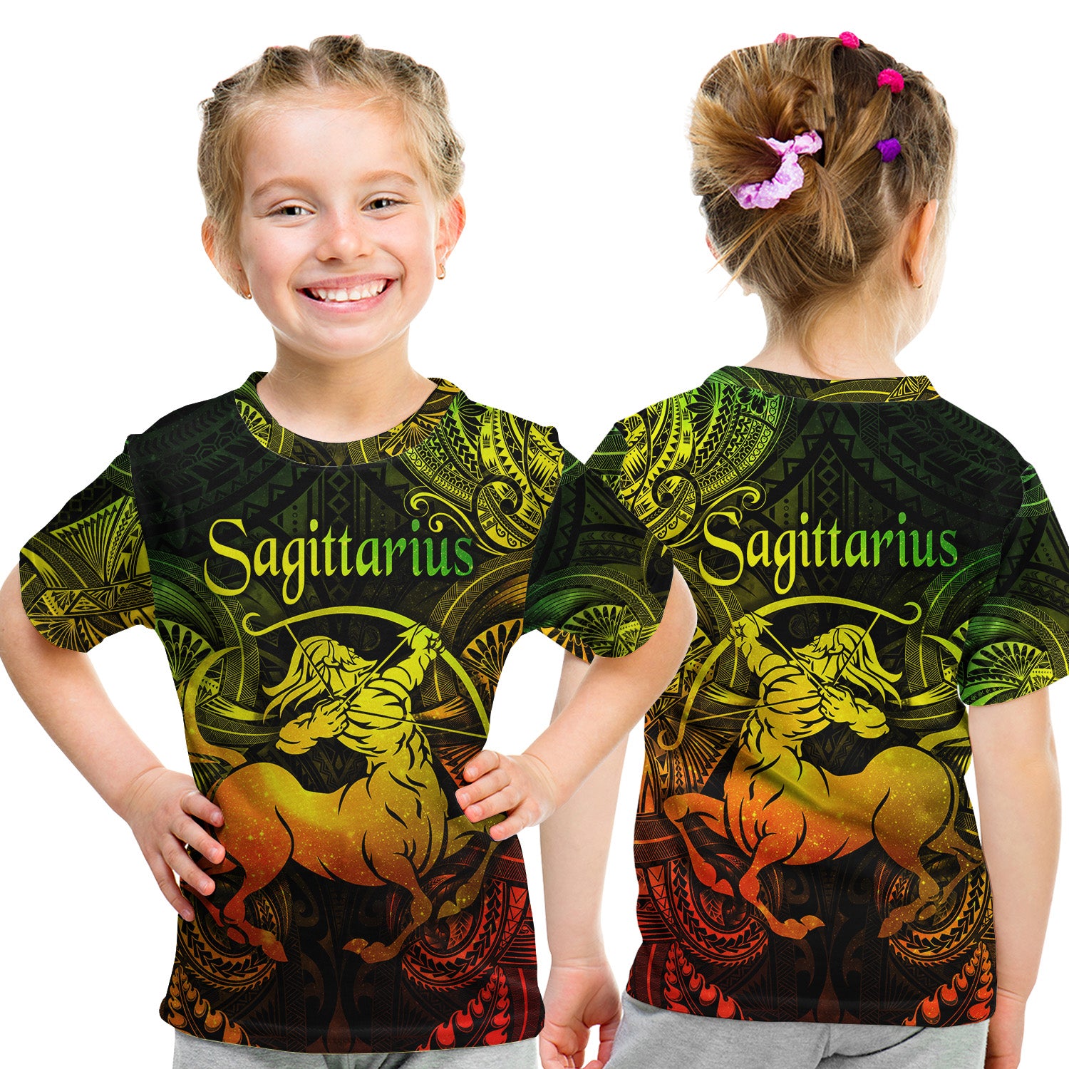 Sagittarius Zodiac Polynesian T Shirt Kid Unique Style - Reggae LT8 - Polynesian Pride