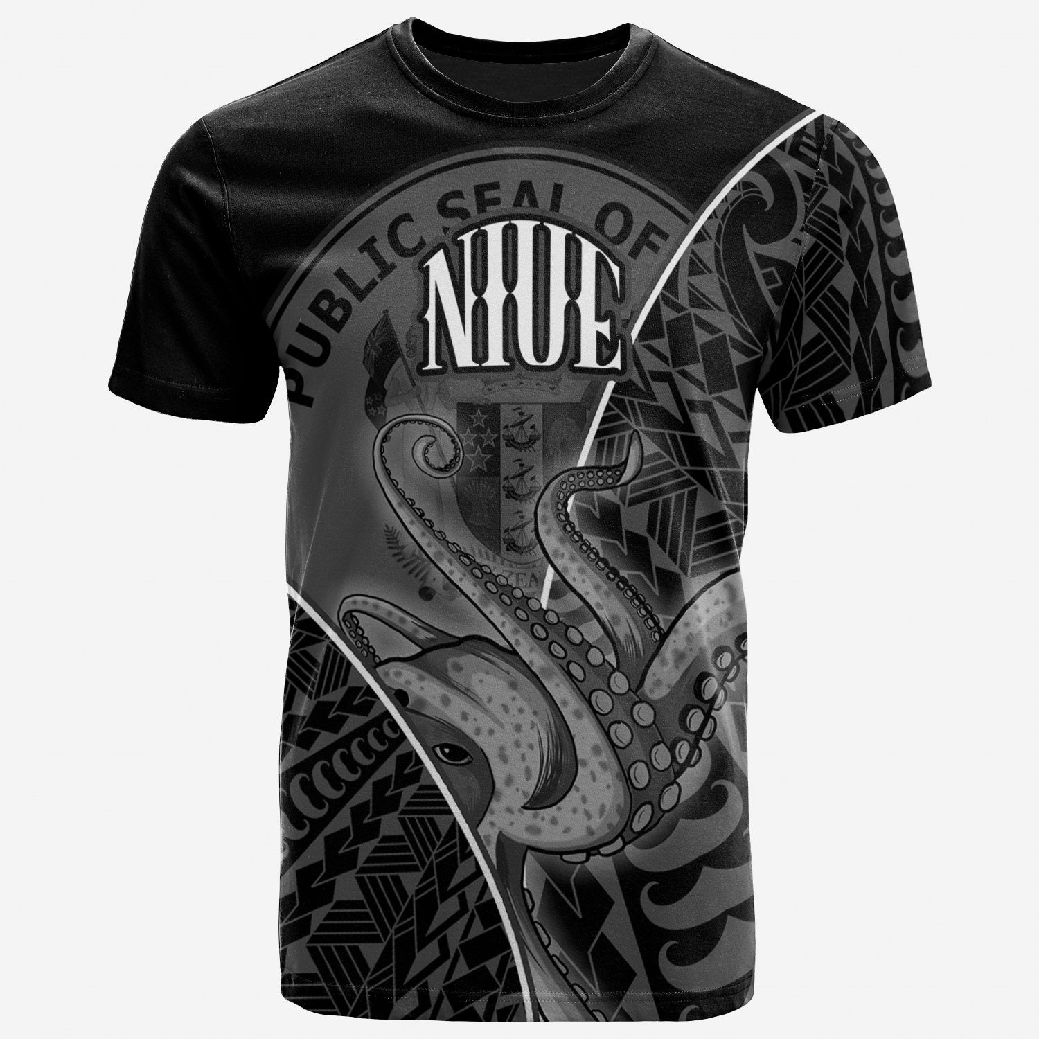 Niue T Shirt Octopus Style White Color Unisex Art - Polynesian Pride