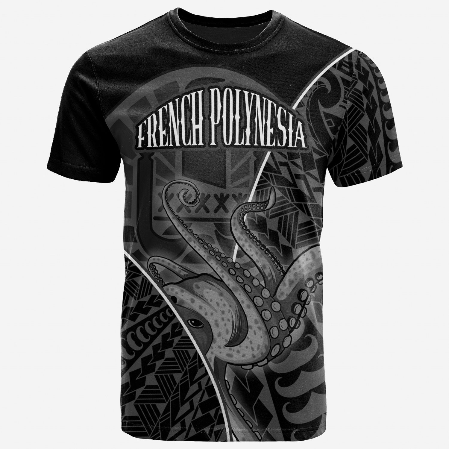 French Polynesia T Shirt Octopus Style White Color Unisex Art - Polynesian Pride