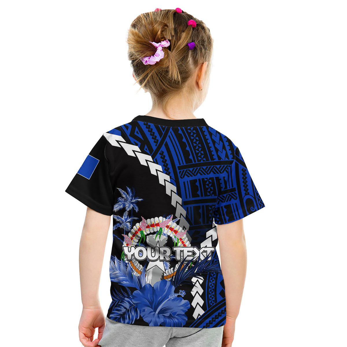 (Custom Personalised)Northern Mariana Islands T Shirt KID Polynesian Style Blue Color LT6 - Polynesian Pride