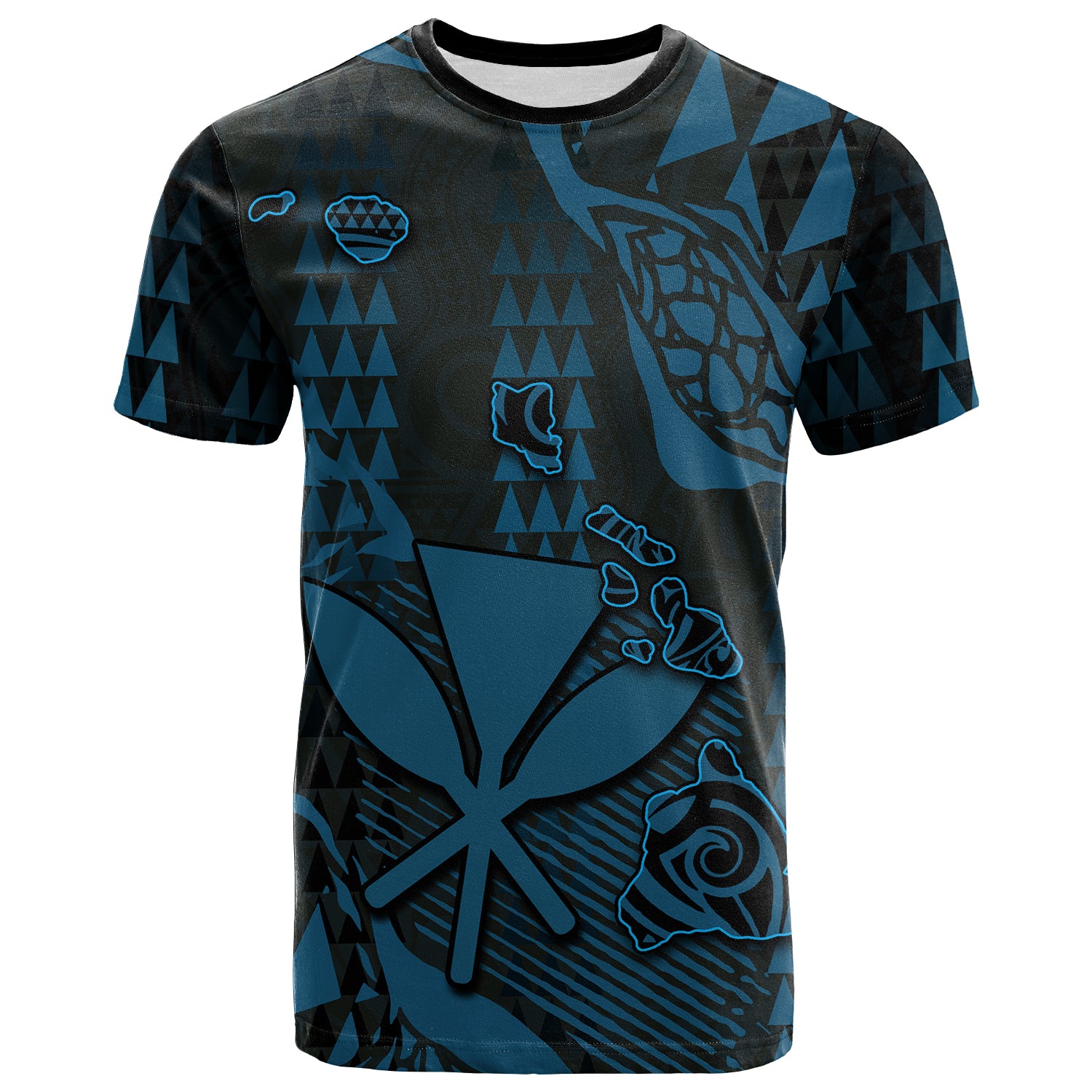 Custom Hawaii Kanaka Map T Shirt Blue Style LT6 Unisex Blue - Polynesian Pride