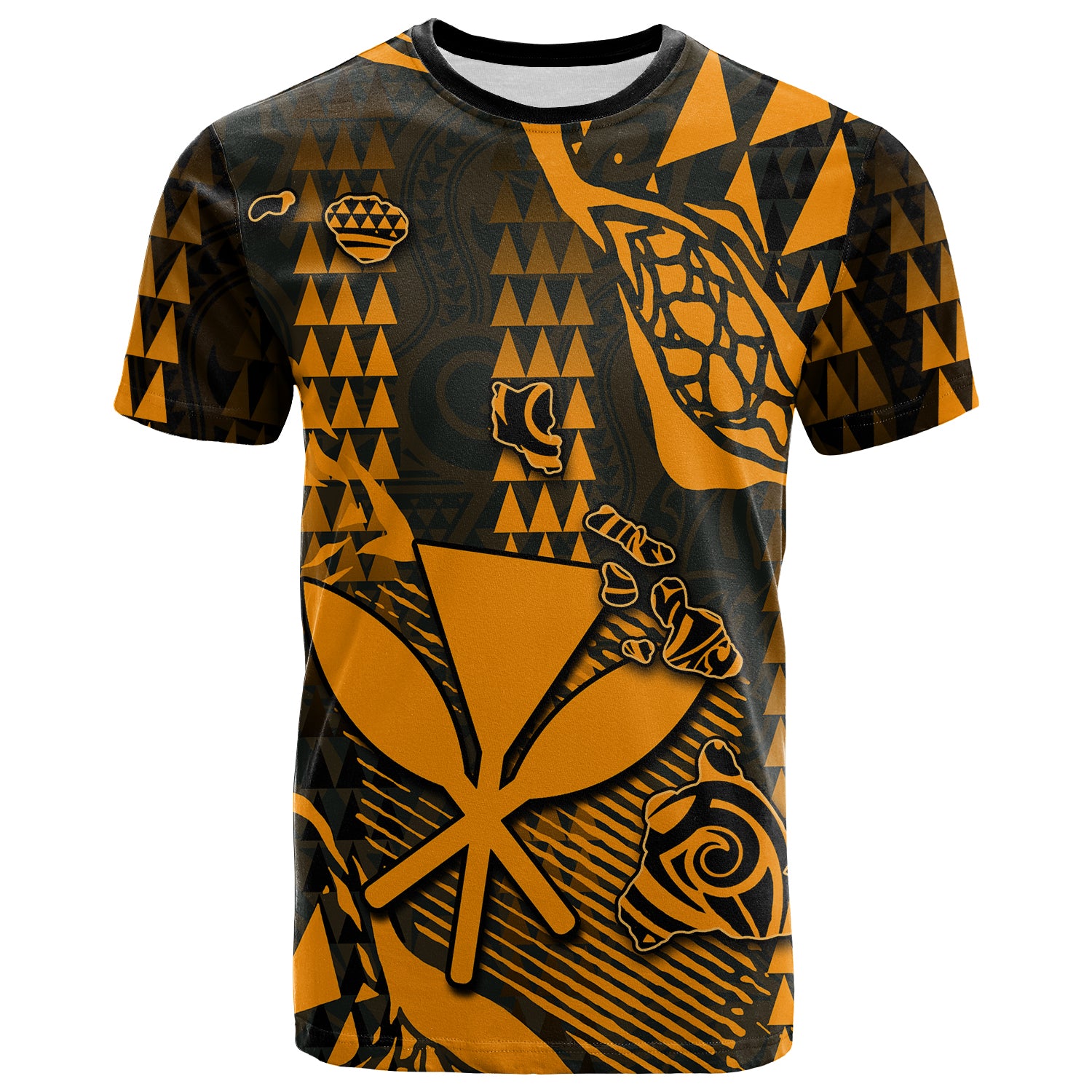 Custom Hawaii Kanaka Map T Shirt Orange Style LT6 Unisex Orange - Polynesian Pride