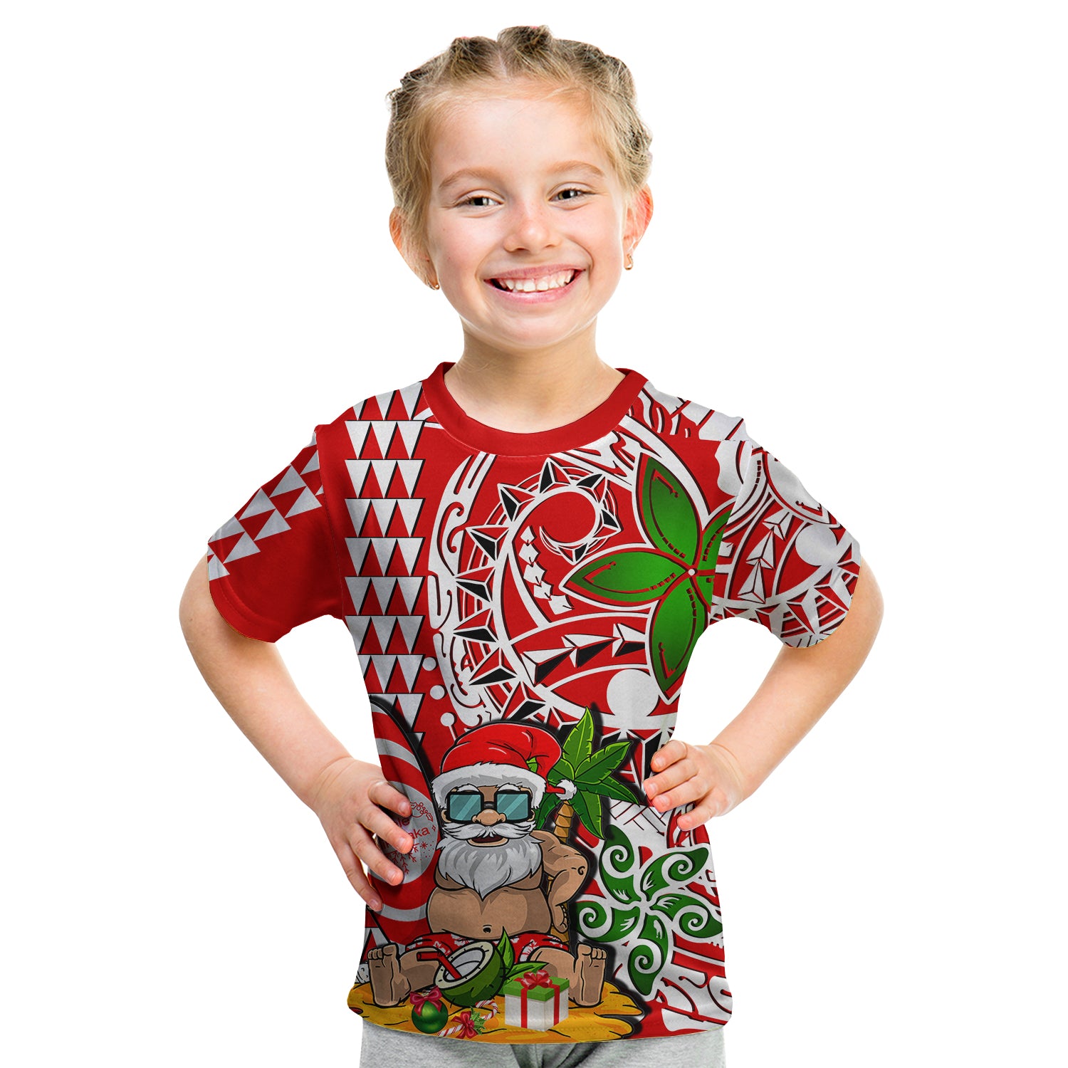Hawaii Mele Kalikimaka Santa Claus Beach T Shirt KID LT6 - Polynesian Pride