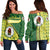 Hawaii - Leilehua High Women Off Shoulder Sweater - Energetic - AH Green - Polynesian Pride