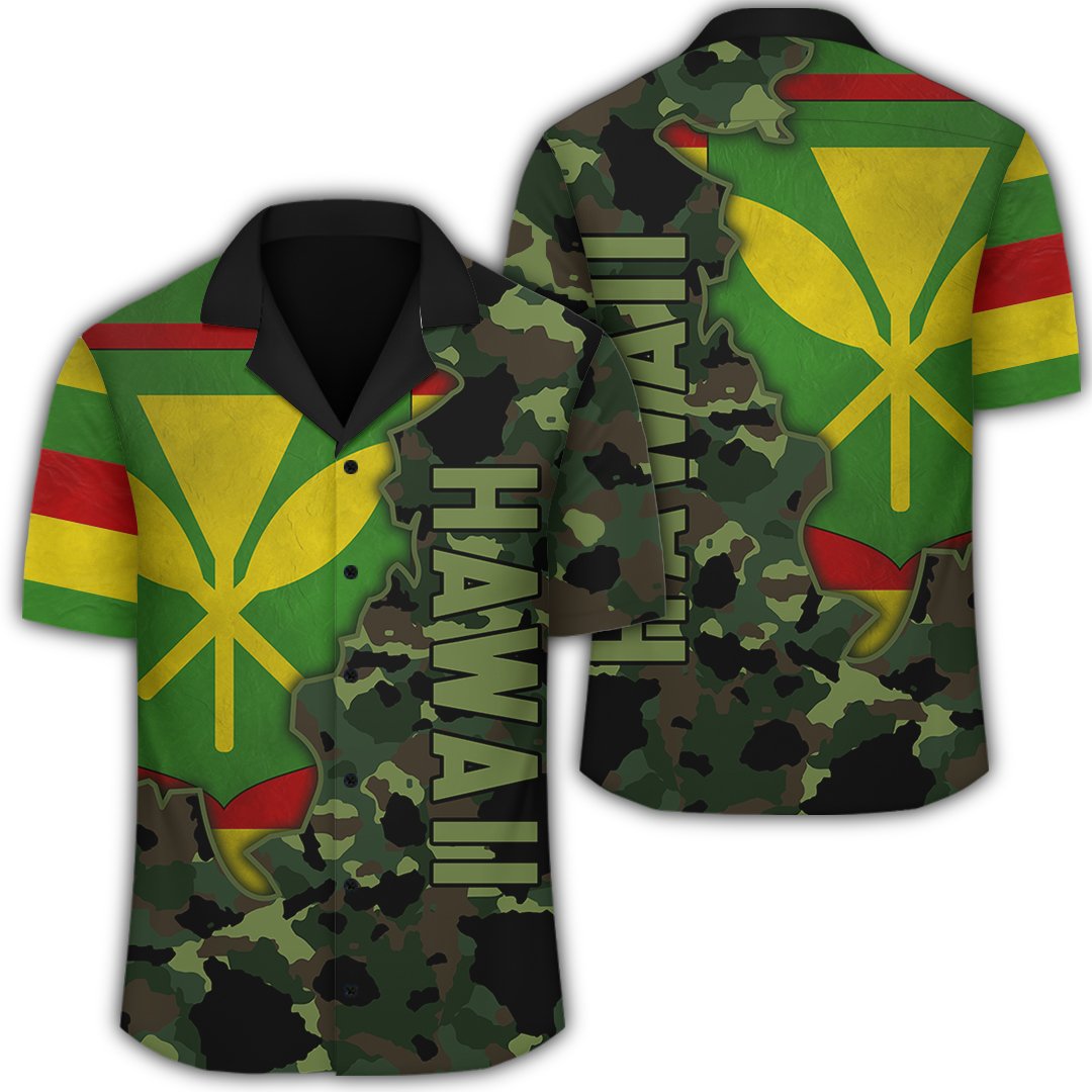 Kanaka Flag Camo Pattern Hawaiian Shirt - Chad Style - AH Unisex Green - Polynesian Pride