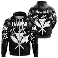 Kanaka Turtle Christmas Pattern Zipper Hoodie Helen Style White Unisex White - Polynesian Pride