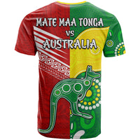 Australia Kangaroos and Mate Maa Tonga T Shirt No2 LT9 - Polynesian Pride