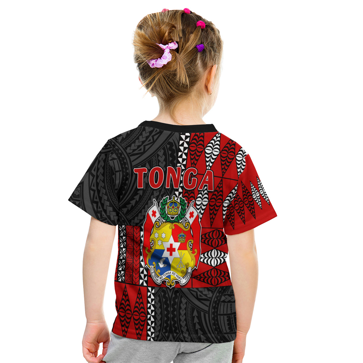 Tonga T Shirt Kid Tongan Pattern Mix Polynesian LT13 - Polynesian Pride
