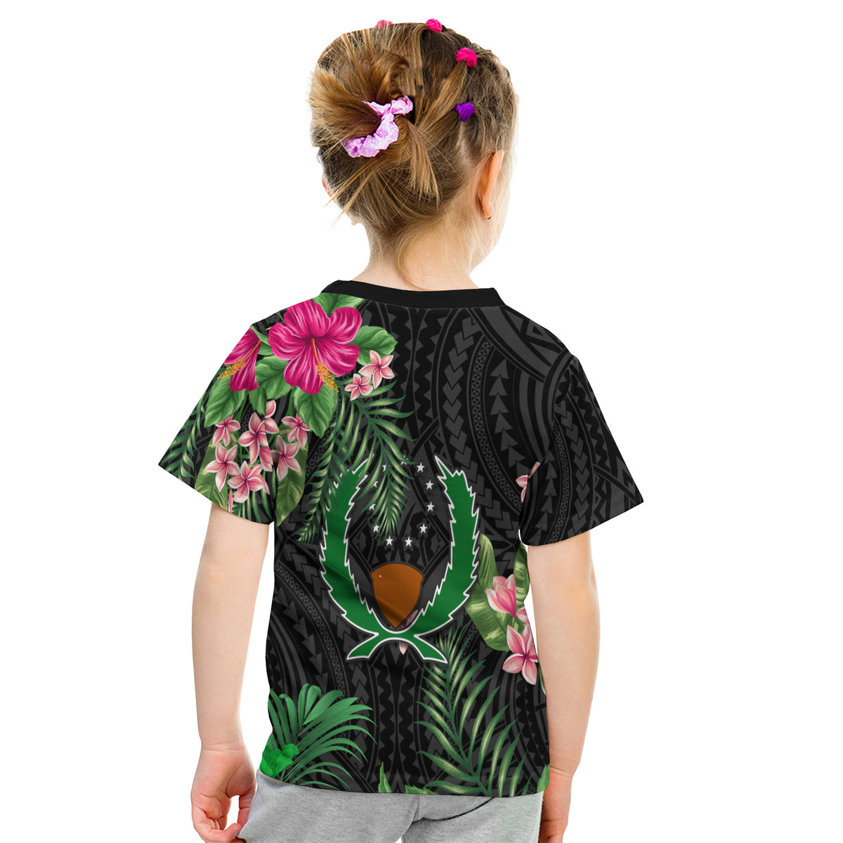 Pohnpei Micronesia T Shirt Kid Tropical Flowers LT13 - Polynesian Pride