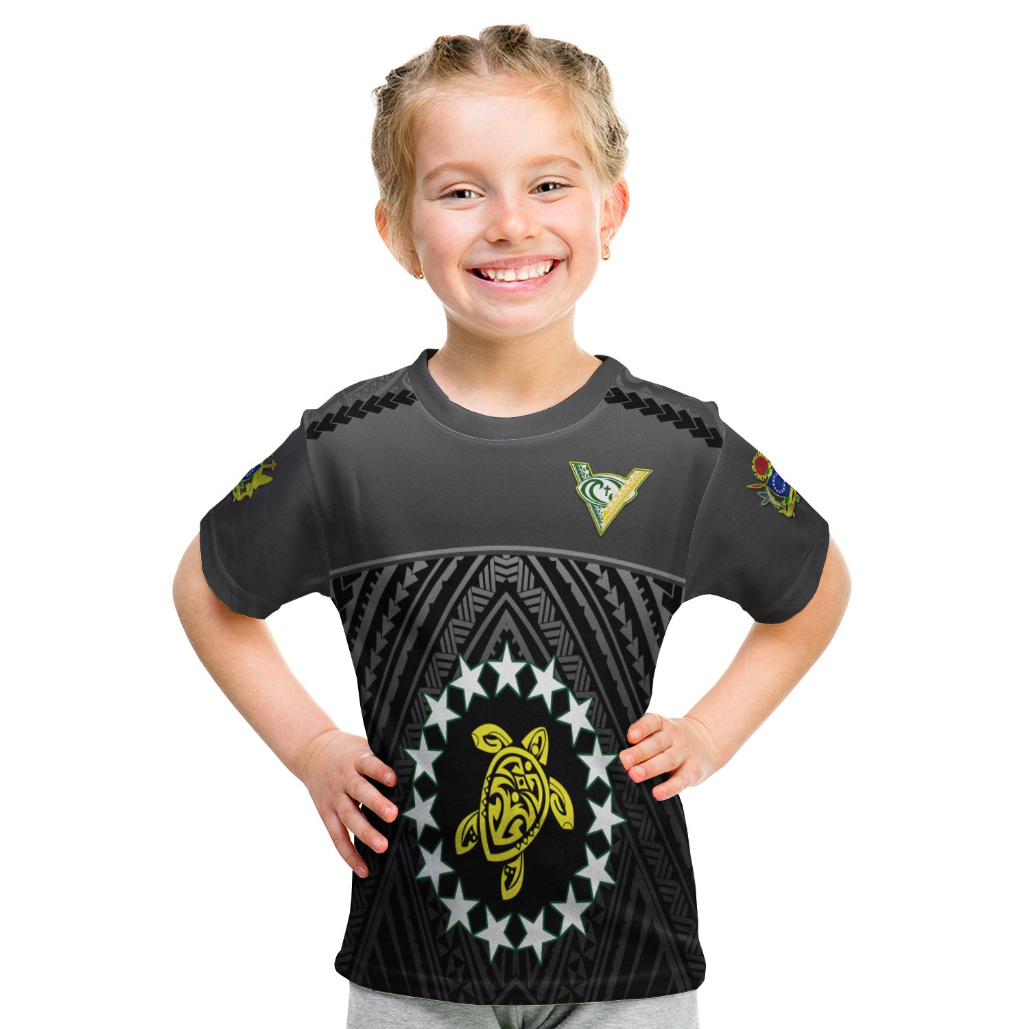 The Kuki'S T - Shirt Kid Cook Islands Rugby Black LT13 - Polynesian Pride