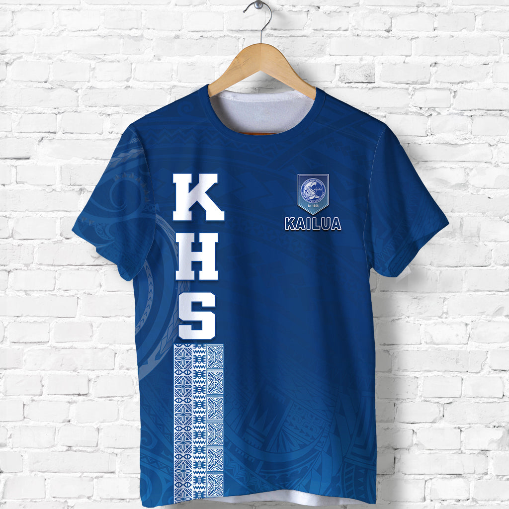 Kailua High School T Shirt KHS Hawaii Pattern LT13 Unisex Blue - Polynesian Pride