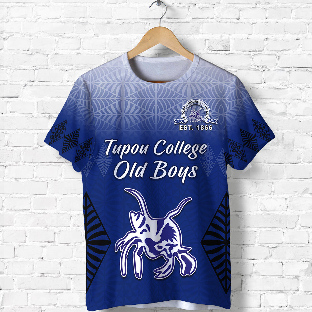 Tupou College T Shirt Old Boys Tongan Tapa LT13 Unisex Blue - Polynesian Pride