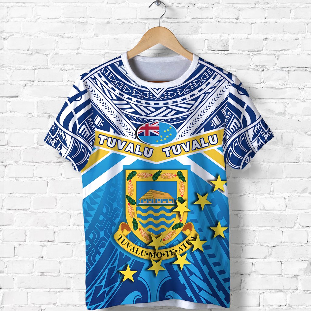 Tuvalu Rugby T Shirt Polynesian Flag Unisex Blue - Polynesian Pride