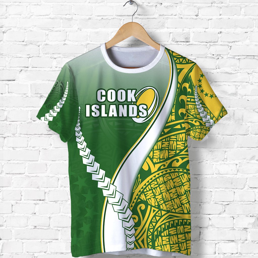 Cook Islands Rugby T Shirt Confident Polynesian Unisex Green - Polynesian Pride