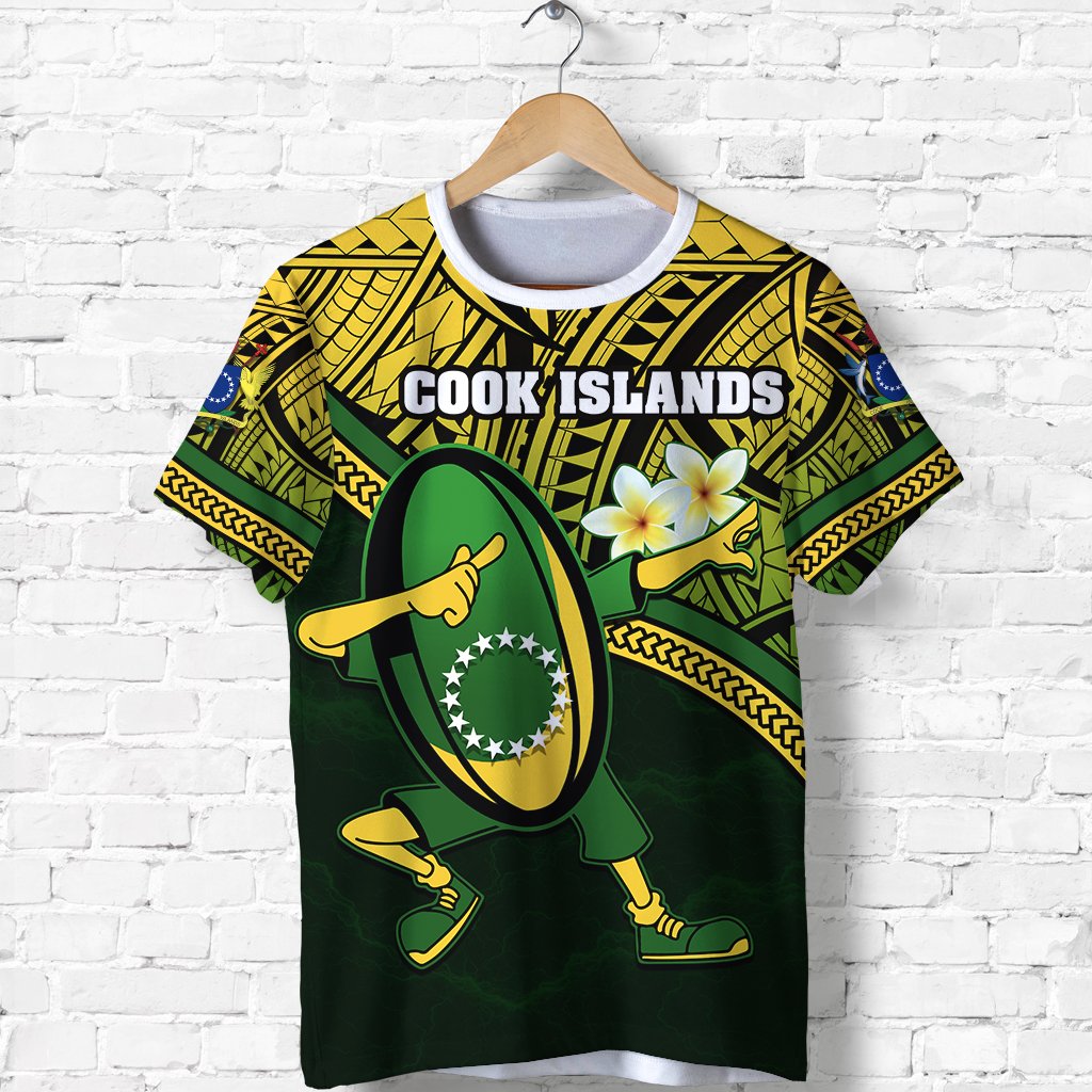 Cook Islands Rugby T Shirt Dab Trend Creative Unisex Green - Polynesian Pride
