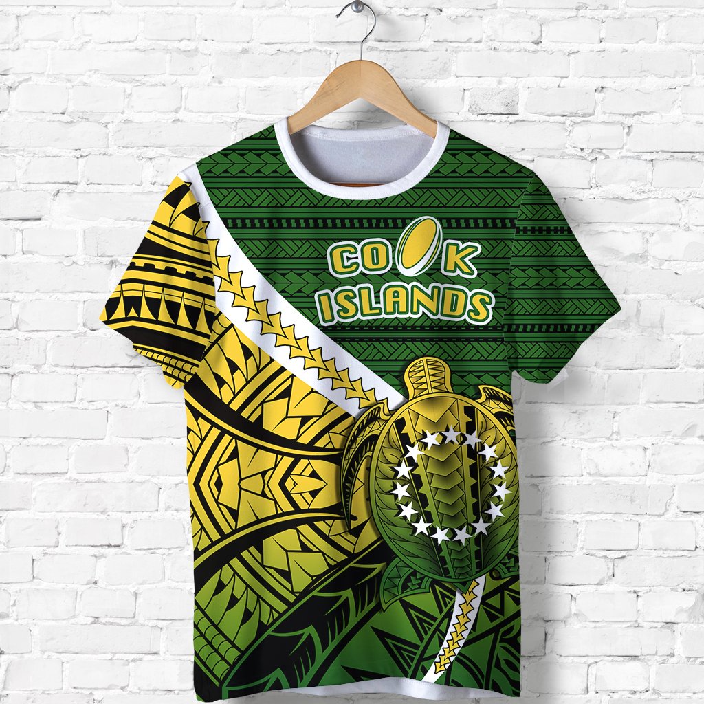 Cook Islands T Shirt Style Turtle Rugby Unisex Green - Polynesian Pride