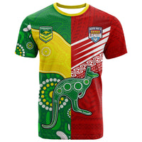 Australia Kangaroos and Mate Maa Tonga T Shirt No2 LT9 Green - Polynesian Pride