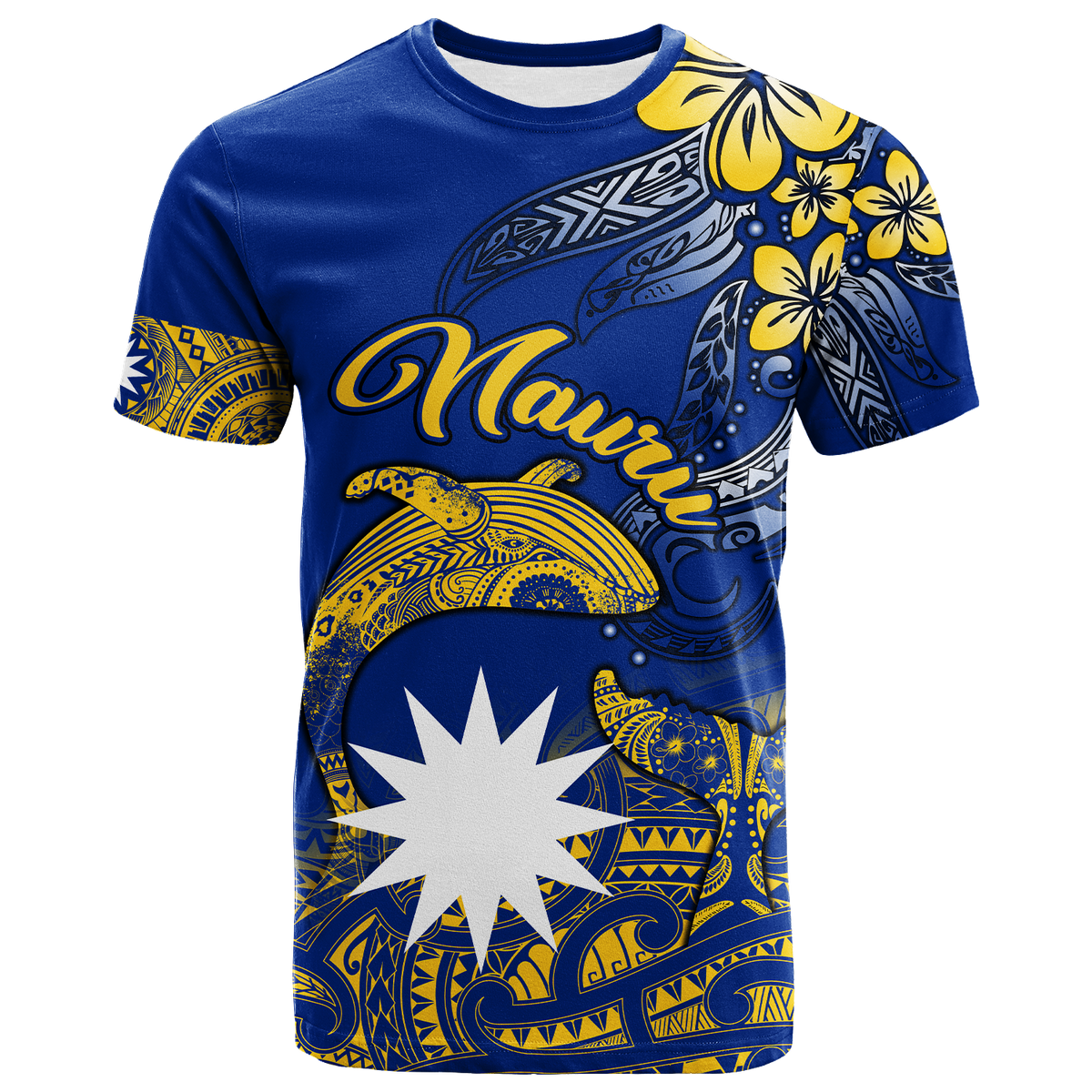 Custom Nauru Independence The Way of Water T Shirt LT2 BLUE - Polynesian Pride