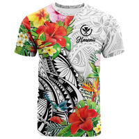 Hawaii Hibiscus Kanaka Polynesia T Shirt LT2 WHITE - Polynesian Pride
