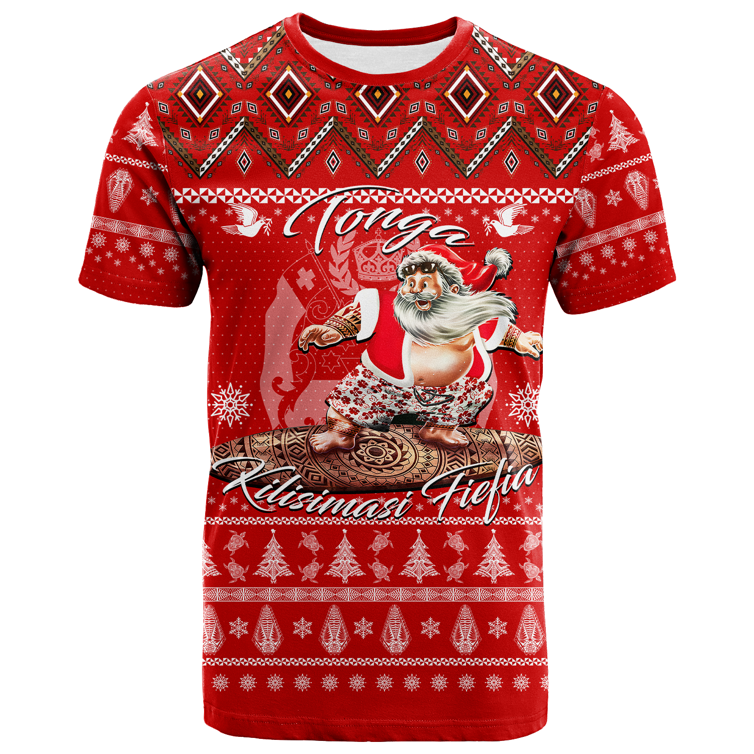 Tonga Christmas Kilisimasi Fiefia Santas Polynesia T Shirt LT2 RED - Polynesian Pride